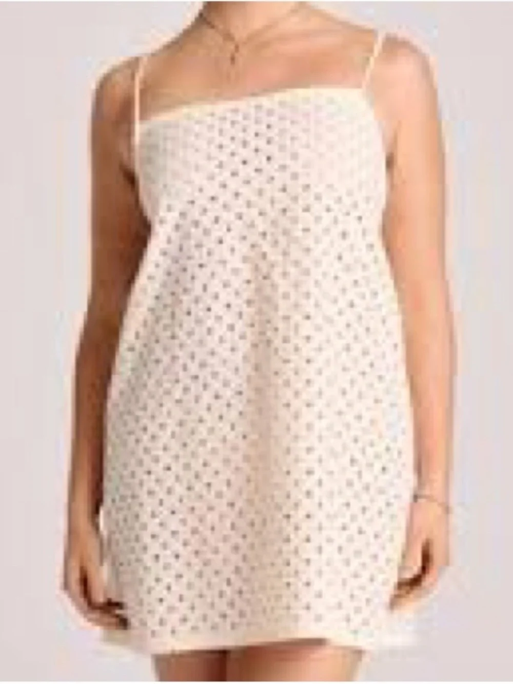 Vitamin A Cream Eyelet Spaghetti‎ Strap Mini Coverup Dress